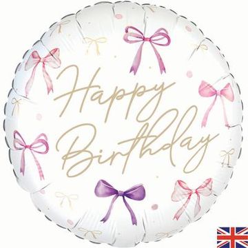 Oaktree 18inch Bow Happy Birthday - Foil Balloons